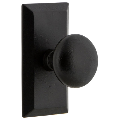Ageless Iron Vale Plate Passage With Keep Knob, Black Iron