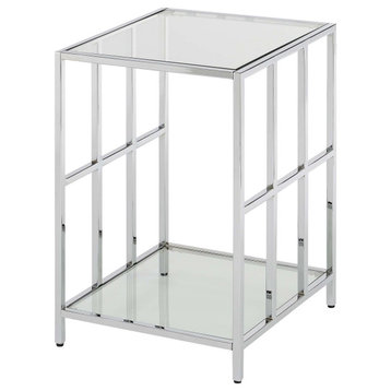 Mission Glass End Table With Shelf