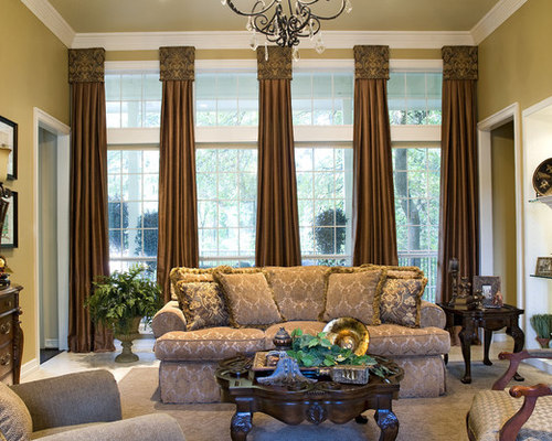 living room lined draperies