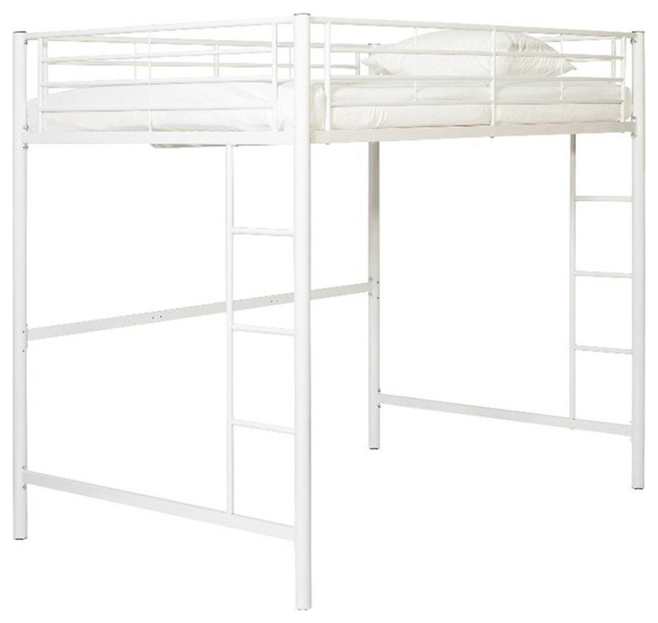 Integrated Laders Pemberly Row Metal 2 Integrated Ladders Full Loft Bed in White ...