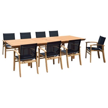 Lifestyle Garden Amazonia 9-Piece Teak Finish Outdoor Patio Dining Set