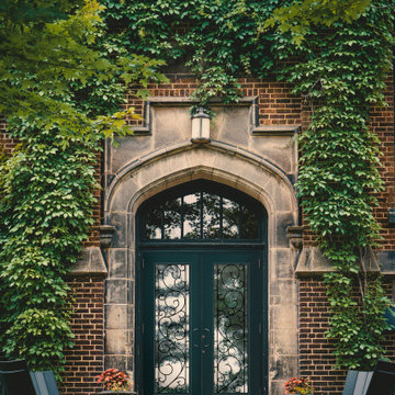 Front Door Ideas | Porch | Decorative Glass | Brick Exterior