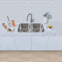 STYLISH Jaspel Dual Mount 32" Double-Bowl Stainless Steel Kitchen Sink