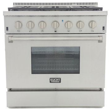 KUCHT Pro Style 36" Dual-Fuel Range, Classic Silver, Natural Gas