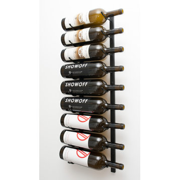 W Series Magnum/Champagne Wine Rack | Modern Wall Mounted Bottle Storage, Matte Black, 9 Bottles (Single Deep)