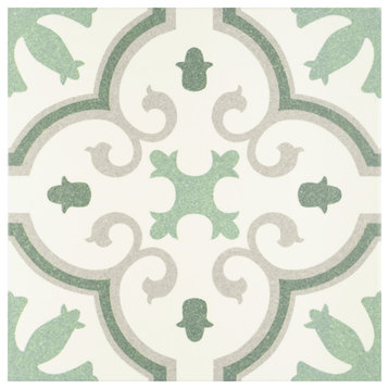 Monteca Encaustic Porcelain Floor and Wall Tile, Green