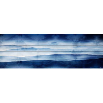 "Blue Mountains" Print on White Wood, 60"x20"