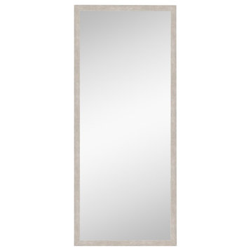 Marred Silver Non-Beveled Wood Full Length Floor Leaner Mirror - 26.5 x 62.5 in.