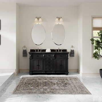 The Bennett Bathroom Vanity, Black, 60", Double Sink, Freestanding