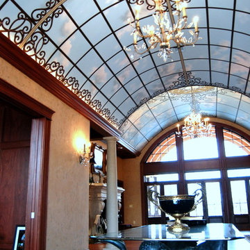 Mosaic Centerpiece, Iron Scrollwork, and Sky Ceiling Mural by Wow Effects