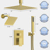 Dual Heads 3-Functions Shower System with Pressure Balancing Rough-In Valve, Brushed Gold, 10" X 6"