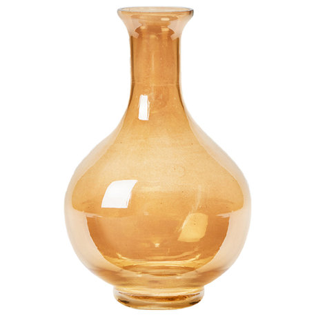 Serene Spaces Living Luster Gold Bottle Glass Vase, 5" Diameter & 7.5" Tall