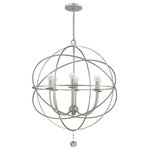 Crystorama - Solaris 6 Light Silver Sphere Chandelier - Less is more with the sleek minimalist Solaris collection. Inspired by artwork at the MoMA in New York, the Solaris Collection is the perfect marriage of form and function. The fixture combines thin, swiping arms with a sculptural, sphere-shaped wrought cage. Whether the look is rustic, boho, modern or a transitional vibe, this light is as versatile as it is stylish.