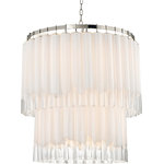 Hudson Valley Lighting - Tyrell 13 Light Pendant, Polished Nickel Finish, Opal White, Clear Glass - Each glass tube in our Tyrell family is purposely imperfect, opal toward the top before raggedly giving way to perfect clarity by the base. Outer gloss gives them sheen, making for a mysterious and alluring diffusion effect as light comes blushing through from candelabra bulbs set perpendicular to each layer of glass tubes. Tyrell adds a 21st-century touch to a Modernist classic.