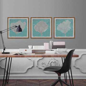 Graphic Sea Fan IX Triptych
