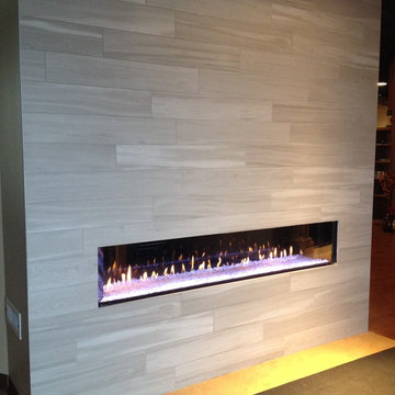 Modern, multi-colored Heat & Glo fireplace in Bellevue Showroom