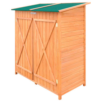 vidaXL Outdoor Storage Shed Garden Shed with Stool Wooden Storage Backyard Shed