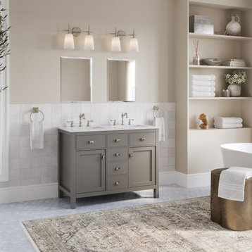 The Juno Bathroom Vanity, Double Sink, 44", Gray, Freestanding