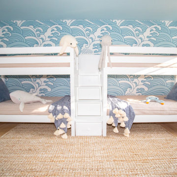 White Twin Low Quadruple Bunk Bed with Stairs