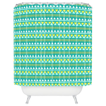 Allyson Johnson Teal And Yellow Aztec Shower Curtain