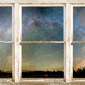 Colorado Milky Way Panorama Rustic Window View