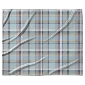 "Madras Plaid in Blue and Gray" Sherpa Blanket 60"x50"