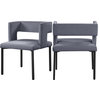 The Verve Dining Chair, Set of 2, Gray Velvet, Matte Black Iron Legs