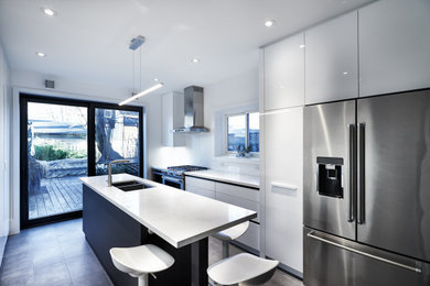 Example of a minimalist kitchen design in Toronto
