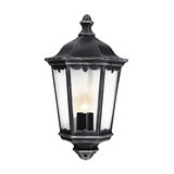 Traditional Cast Aluminium Outdoor Flush Lantern Wall Light, Black-Silver