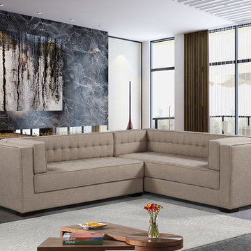Chic Home Lorenzo Left Facing Sectional Sofa, Sand Linen