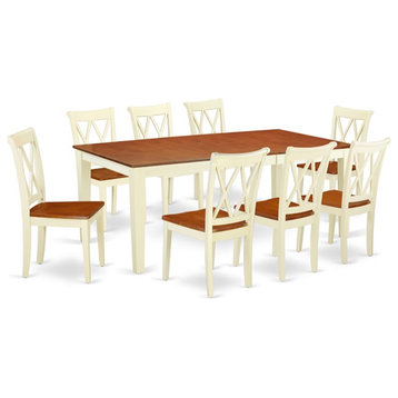 Atlin Designs 9-piece Dining Room Table Set in Buttermilk/Cherry
