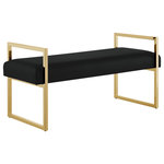 Inspired Home - Inspired Home Maddyn Bench,Upholstered, Pu Leather Black/Gold - Inspire your home decor with this seductively elegant contemporary bench from our designer selection. The inviting open frame design, supported by a sleek polished metal frame, is complemented with a luxurious upholstery finish. This stunning bench comes in either your choice of chrome or gold frames that blend effortlessly with any bedroom, living room or entryway decor. This modern and stylish designer bench is perfect as a stand-alone piece or as an additional seating option for any room.