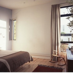 Serene bedroom with custom curtains in beige - Curtains