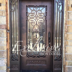 Exclusive Iron Doors LLC - Custom Single Entry Door with Side lites - Front Doors