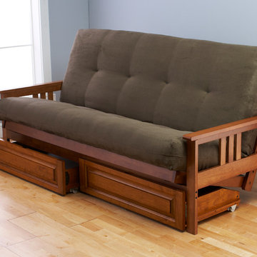 Monterey Frame with Olive Suede Mattress and Storage Drawers