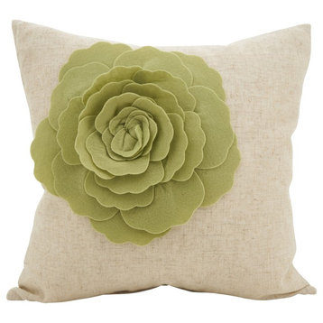 Rose Flower Statement Decorative Throw Pillow, Lime, 18"x18"