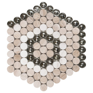 Designer Hexagon Imagination Mosaic, Set of 4, Midland