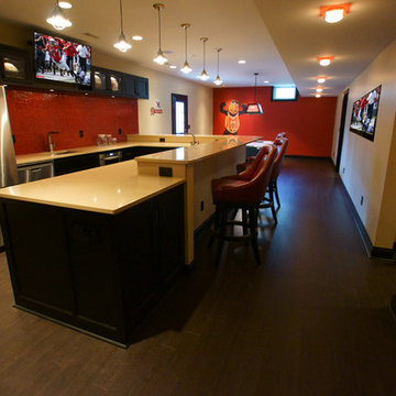 Wet Bar With Red Tile And Lots of Style