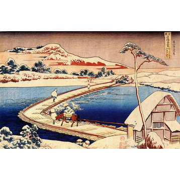 The Swimming Bridge Of Sano by Katsushika Hokusai, art print