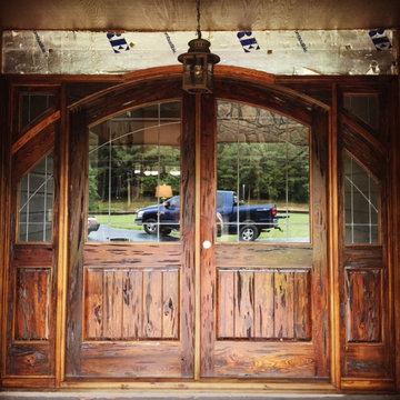 custom one of a kind antique pecky cypress door unit