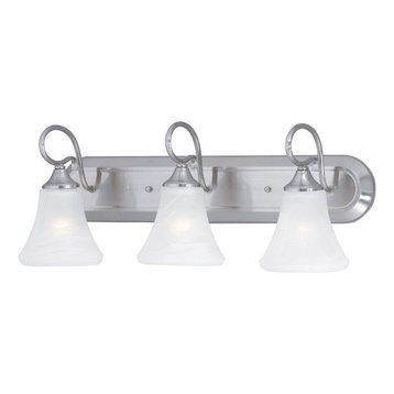 Traditional Three Light Bathroom Vanity Light Oval Back-Plate Curvy Arms and