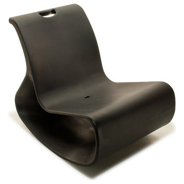 Modern Plastic Outdoor Lounge Chair, Offi Mod Lounger, Black