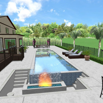 simple clean rectangular pool with spa