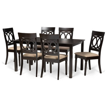 Baxton Studio Lucie Sand and Dark Brown Finished Wood 7-Piece Dining Set