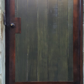 Patina finish iron and wood gate