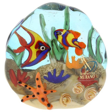 GlassOfVenice Murano Glass Sea Floor Aquarium Paperweight Sculpture