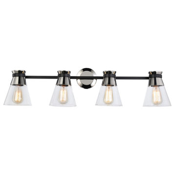 Kanata Collection 4-Light Vanity Light in Black and Brushed Nickel