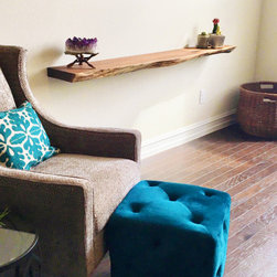 Black Walnut Live Edge Floating Shelf (floating bracket included) - Shelving