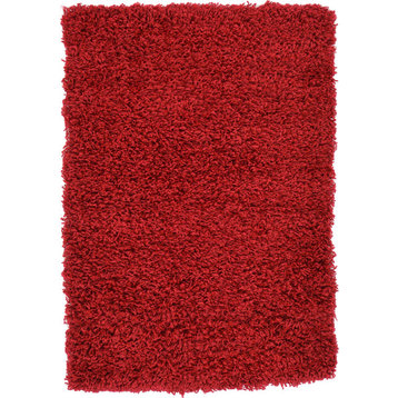 Unique Loom Cherry Red Solid Shag 2'x3' Area Rug