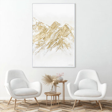 Golden textured mountain wall art - Framed abstract painting "Zugspitze"